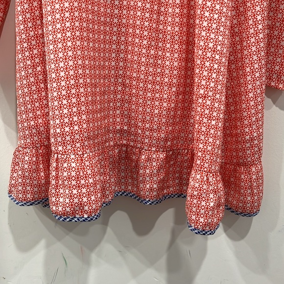 Anthropology The Fifth Label Long Sleeve Wrap Up Dress Red White Blue Geo M - Picture 6 of 12